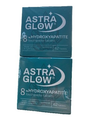 (2x) Astra Glow 8% Hydroxyapatite Toothpaste Tablets Exp 2028 62 Tablets Natural