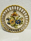 Vintage Italian Pottery Plate Meiselman Import New York Hand Painted Flowers