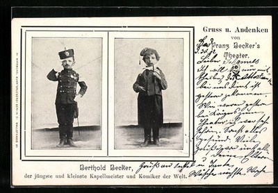 AK Kapellmeister und Komiker Berthold Becker als Kind in seinen Kostümen, Franz 