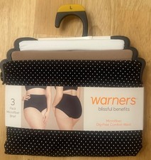 3 Pack Warners Blissful Benefits Microfiber Briefs for Women, L Size 7 