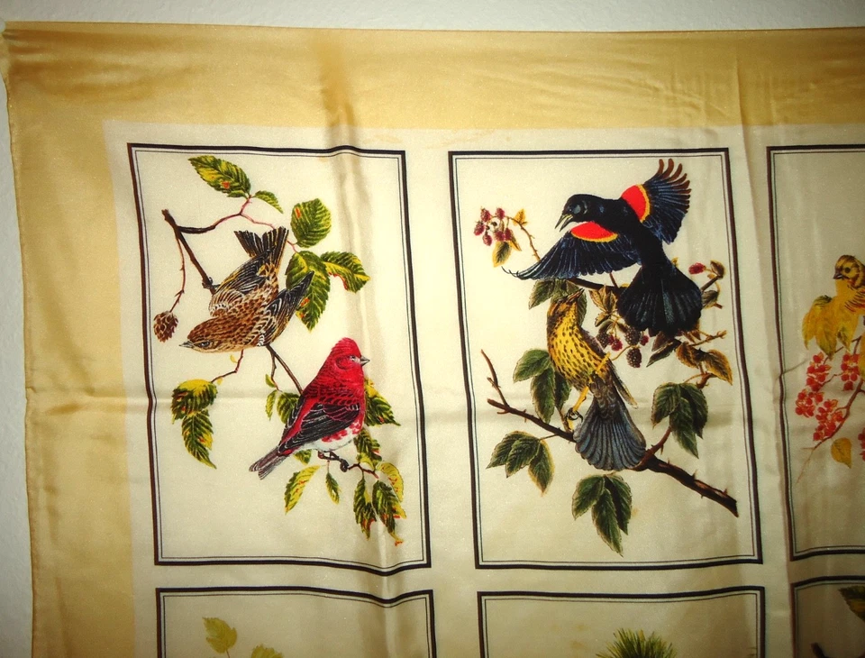 De colección Años 70 ECHO Idición Limitada Para Mujer 100% Seda Bufanda Pájaros Pañuelo 35x35 pulgadas Foto 3 de 4