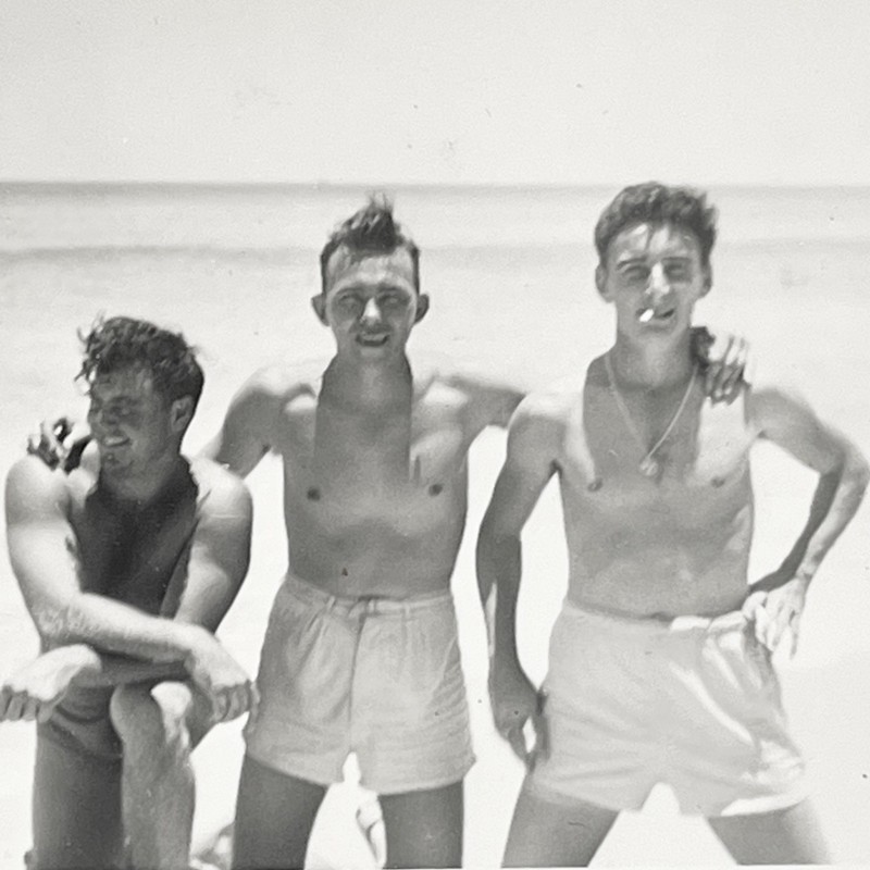1940s Handsome Young Men Swim Trunks Male Physique Gay Int Vtg Snapshot Photo