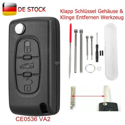 3 Tasten Klapp Schlüssel Gehäuse CE0536 für Peugeot 308 207 307 CC RCZ Expert