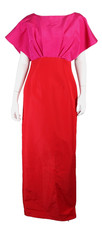 CAROLINA HERRERA $3,990 NWT 2023 Cerise Pink & Red Silk Faille Column Gown 6