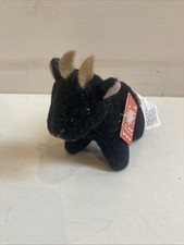 Peluche Gund Mini Billy Goat negro con cuernos marrones animal de peluche de granja