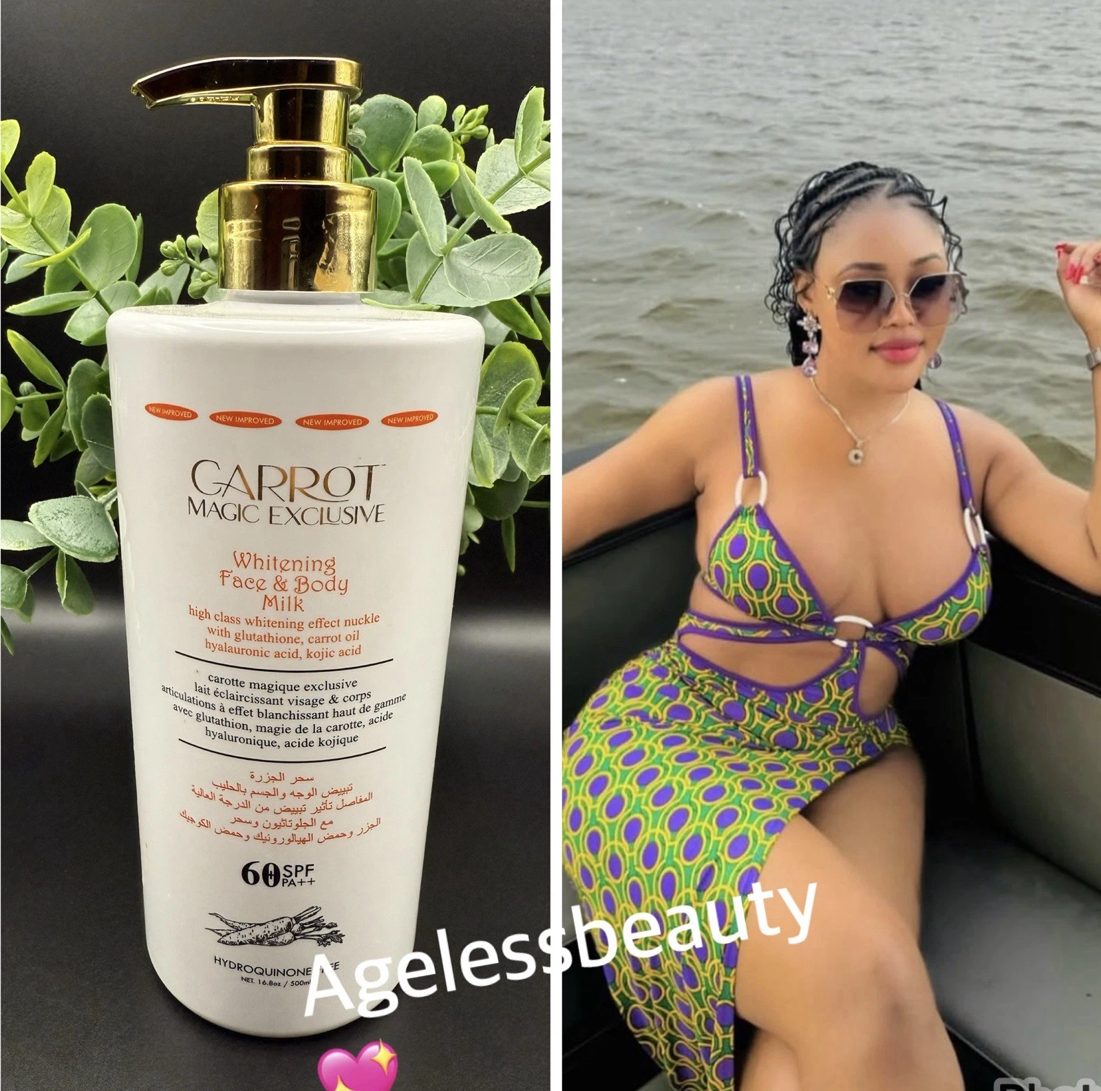 Carrot Magic Exclusive Whitening Face &Body Milk Lotion 60SPF 500ml
Opens in a new window or tab