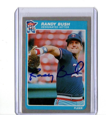 1985 FLEER VINTAGE CARD SIGNED IP AUTO RANDY BUSH MINNESOTA TWINS GREAT