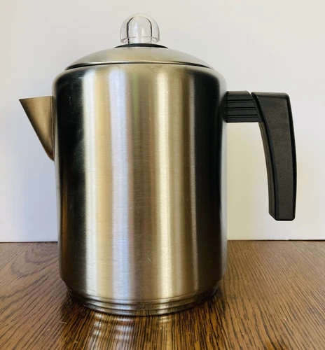 VINTAGE Copco Stainless Steel 8 Cup Coffee Pot Percolator - Complete & Shiny EUC