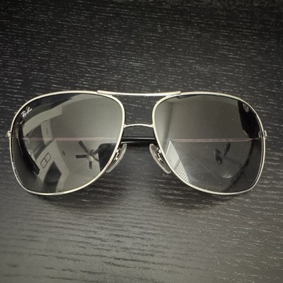 Ray-Ban Aviator Men's Sunglasses Silver Metal Frame Gray Glass Lenses Full Rim