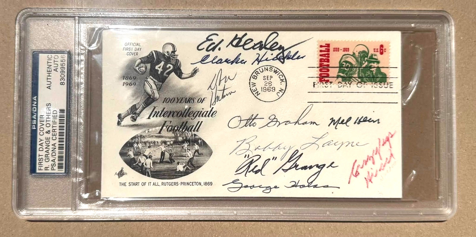 HOF FDC PSA DNA Clarke Hinkle Ed Healey Bobby Layne Red Grange George Hallas +5