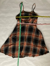 Women Brown Cream Plaid A line Dress Size M