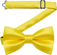Pre-Tied Bow Tie Satin Solid Bowtie Adjustable Tuxedo Bowties for Men with Gift