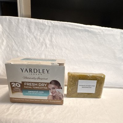Yardley London Fresh Dry Facial Towelettes 20 Ct + Turmeric & Kojic Soap Set