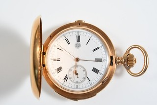 O43S12 Humbert Ramuz & Co Gold 750 18kt Savonette Quarter Repeater Chronograph