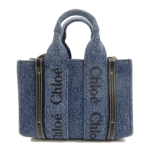 CHLOE Woody Tote Mini borsa a tracolla a 2 vie blu denim - Foto 2 di 16