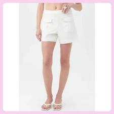 Trina Turk White High Waist Shorts Pocketed Cotton Blend Summer Casual