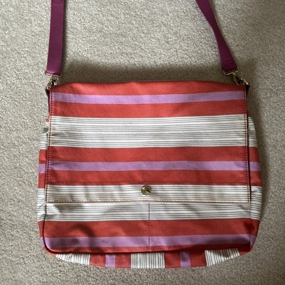 FOSSIL Crossbody Coated Canvas Oilcloth red Striped white Purse