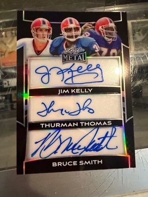 2025 METAL JIM KELLY THURMAN THOMAS BRUCE SMITH BUFFALO BILLS AUTO CARD 4/5