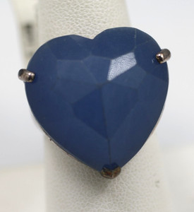 Cocktail Sterling silver 925 Large huge blue quartz heart Ring HSN 2010 size 8