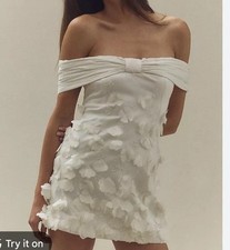 BHLDN Anthropologie Off The Shoulder 3D Floral Mini Dress Dress Size L