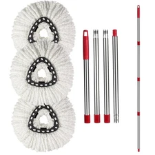 [3 Pack] Mop Replace Heads and Mop Handle Replacements, Mop Refill Heads Repl...