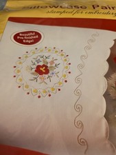 Stamped Embroidety Pillowcases Set Of 2 Cases New In Sealed Package