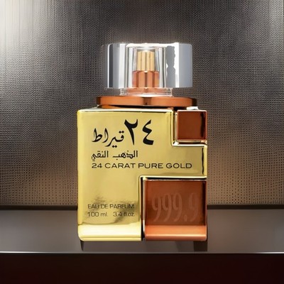 Lattafa 24 Carat Pure Gold by Lattafa Eau De Parfum Spray (Unisex) 3.4 oz Men