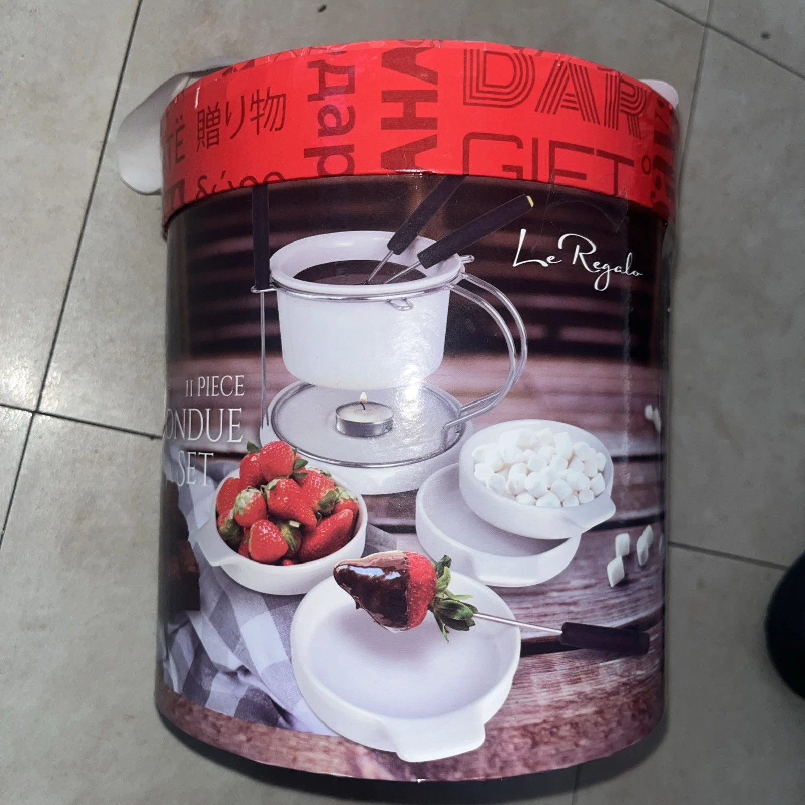 Le Regalo 11 Piece Fobdue Set White Ceramic & Stainless Steel Stand1