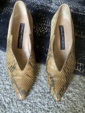 Vtg kitten Maude Frizon Sex in the City Snakeskin suede flats pump shoes 80s 70s