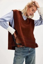 Free People All Star Stripe Poncho Brown One Size