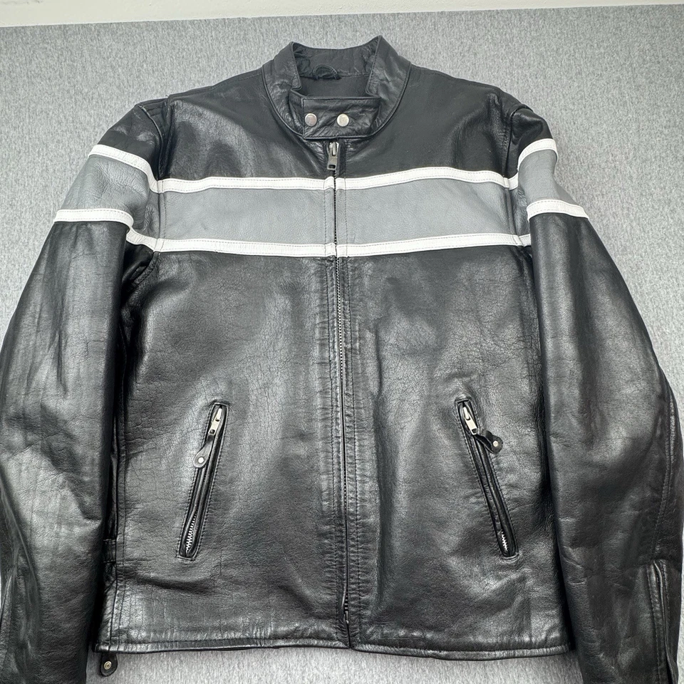 Chaqueta de cuero Milwaukee para hombre talla 44 Moto negra/gris forro motocicleta Euro Foto 2 de 4