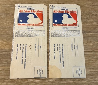 1975 MLB All Star Game Official Ballot Unused Lot of (2) x The Gillette Company