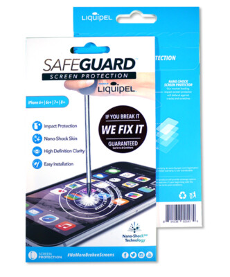 Liquipel Safeguard Screen Protection iPhone 6+ 6s+ 7+ 8+ New