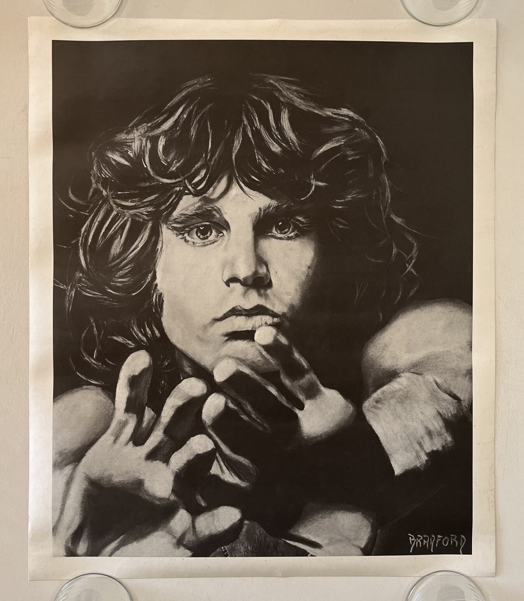 Vintage Original Jim Morrison Drawing Poster Art The Doors Rock