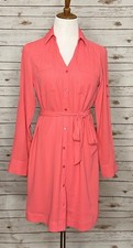 Express coral office siren tie waist midi button-up shirtdress Size Small