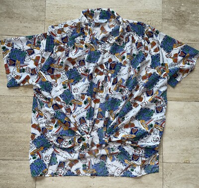Vintage A Personal Touch Top Womens 2X Floral Hawaiian Stamp Far East Shirt USA