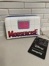 Cartera Loungefly Disney Mousercise Años 80 Inspiración Retro Entrenamiento Cremallera Alrededor Nueva con Etiquetas