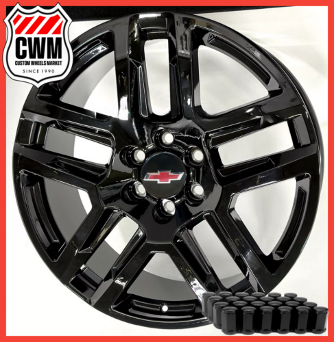GLOSS BLACK TRAIL BOSS GEN 2 WHEELS 22x9" FITS: CHEVY 1999-2025 SILVERADO/TAHOE - Picture 2 of 13