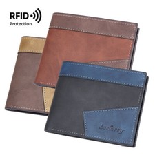 Men PU Leather Short Bifold Wallet Credit Card Case with ID Window Clutch Wallet