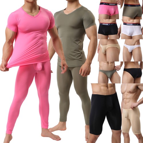 Smooth Men's Bodybuilding Top Shirt Long Pants Boxers Shorts Briefs Underwear - Picture 2 of 15