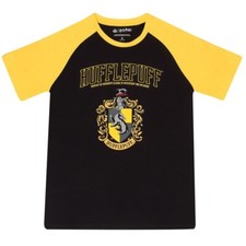 Image of Official Harry Potter Hufflepuff Raglan T-Shirt Unisex House Tee Fans  Apparel