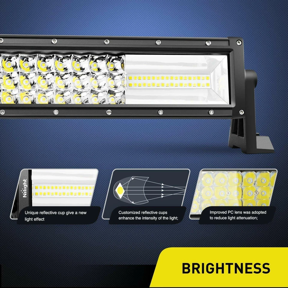 Nilight Straight LED Light Bar 22" 32" 42" 52" Combo Off Road Lighting for Jeep - Image 3 of 4