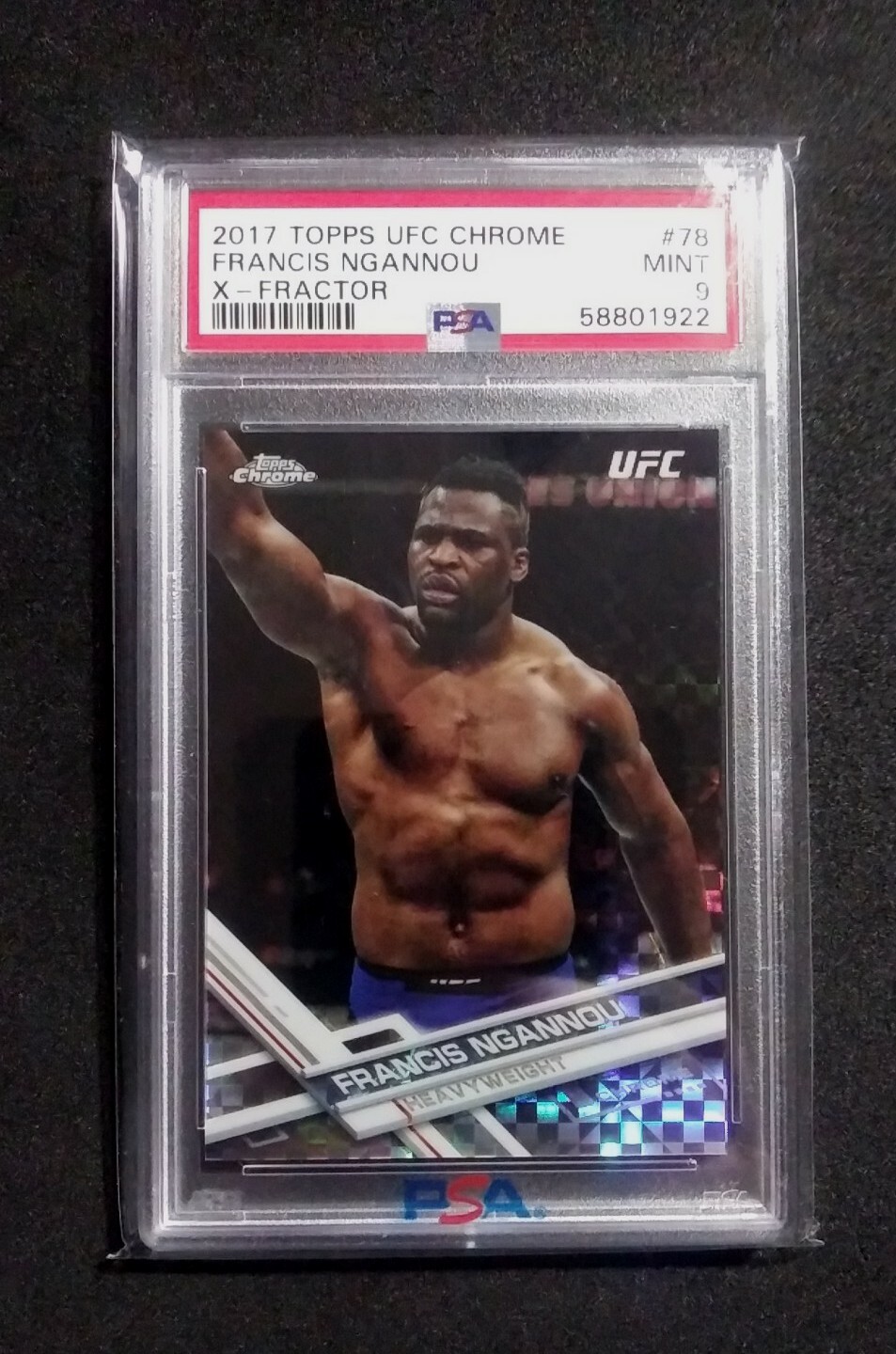 2017 Topps Chrome UFC Francis Ngannou #78 Rookie X-Fractor SSP PSA 9 (RC)