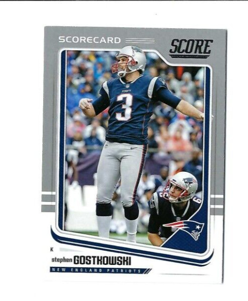 2018 Score Scorecard Gray Grey #215 Stephen Gostkowski Football Card NE Patriots