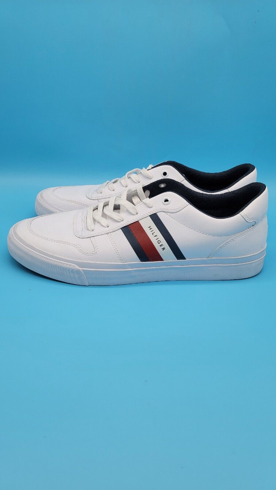 Tommy Hilfiger White Core Cupsole Shoes with Blue Sole