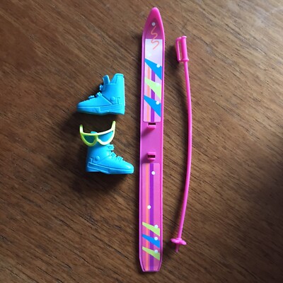 Vintage 1994 Wintersport Barbie Puppe Skistock Stange + Stiefel + Sonnenbrille Sammlerstück