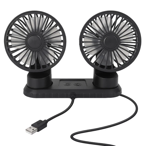 360° Rotatable Portable USB Powered dual head car fan  for Vehicles SUV RV