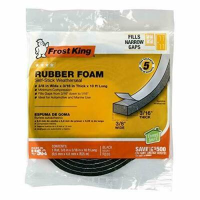FROST KING WEATHERSTRIPPING R338 3/8X3/16X10FT SELF STICK NEW-7562283