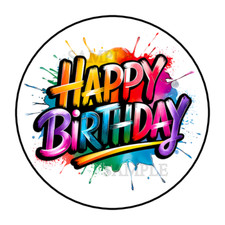 Happy birthday stickers, labels, tags, envelope seals party favors