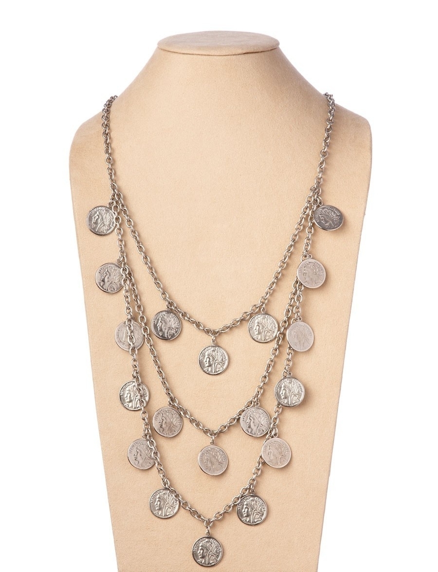 New Authentic Silver St. Tropez Triple Strand Coin Necklace | eBay UK